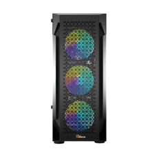 PC Power FLOW DARK LITE MESH Mid Tower ATX Gaming Case with PSU