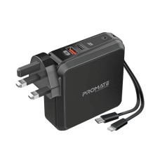 Promate PowerPack-PD20+ 15000mAh 2-In-1 Quick Power Bank With AC Charge