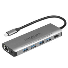 Promate UniPort-C 7-In-1 Aluminum 87W PD USB-C Hub