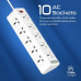 Promate PowerMatrix-5M 10AC Socket 5 USB Ports Power Strip