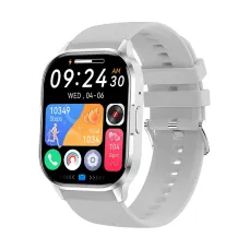 Blisbond Alpha Silver AMOLED Bluetooth Calling Smart Watch with Black & Grey Dual Straps