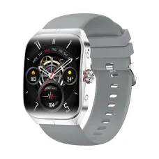 Blisbond Crescent Silver AMOLED Bluetooth Calling Smart Watch with Black & Grey Dual Straps