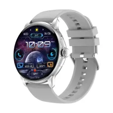 Blisbond Senor Silver AMOLED Bluetooth Calling Smart Watch with Black & Grey Dual Straps