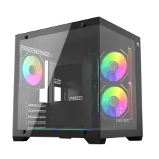 T-WOLF Mystery Box NV X5 Infinity ARGB Tempered Glass Black Micro-ATX Gaming Desktop Case