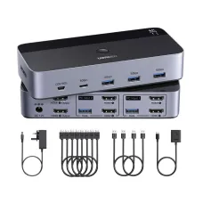Ugreen AK500 (55455) HDMI KVM Black & Gray Switch with 4 USB Port #55455 (2 Computers, 2 Monitors)