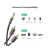 UGREEN AV116 (10584) 3.5mm Male to 2RCA Male, 2 Meter, Black Audio-Video Cable # 10584