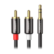 UGREEN AV116 (10584) 3.5mm Male to 2RCA Male, 2 Meter, Black Audio-Video Cable # 10584