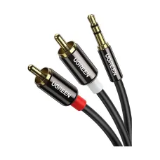 UGREEN AV116 (10590) 3.5mm Male to 2RCA Male, 3 Meter, Black Audio Cable #10590