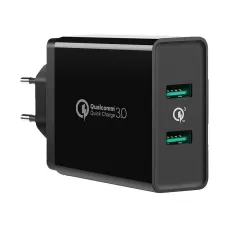 UGREEN CD161 (10216) 36W Dual USB QC 3.0 Black Charger / Charging Adapter #10216 (2 Pin, EU)