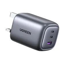 UGREEN CD306 (90663) Dual USB-C & USB Nexode 65W GaN Space Gray Charger / Charging Adapter #90663(3 Pin, UK)