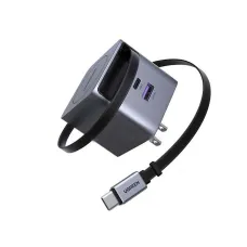 Ugreen Nexode Pro X614 (65821) 45W GaN USB & USB-C Gray Fast Charger / Charging Adapter with Built-in Type-C Cable #65821