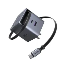 Ugreen Nexode Pro X615 (65824) 65W GaN USB & USB-C Gray Fast Charger / Charging Adapter with Built-in Type-C Cable #65824