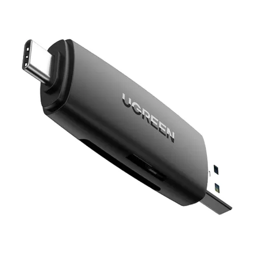 UGREEN 80191 USB Type-C & USB Male to SD/Micro SD/MMC Micro/RS MMC Black Card Reader #80191 (OTG)
