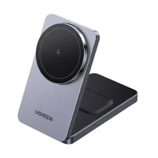 Ugreen W528 Grey 15W 2-in-1 MagSafe Qi Wireless Charger with Stand #45056