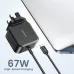 Ugreen X377 (35063) 67W GaN Black Fast Charger / Charging Adapter with Built-in Type-C Cable #35063