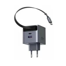 Ugreen X614 (65822) 45W GaN USB & USB-C Gray Fast Charger / Charging Adapter with Built-in Type-C Cable #65822