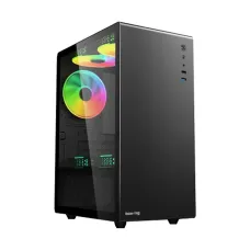 Value-Top V500 ARGB Mini Tower Micro-ATX (Tempered Glass Side Window) Black Desktop Casing