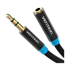 Vention VAB-B06-B150-M 3.5mm Male to Female, 1.5 Meter, Black Audio Cable # VAB-B06-B150-M