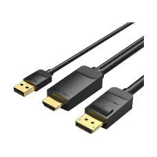 Vention ABJBH HDMI Male to DP Male, 2 Meter, Black Cable with USB Powered #ABJBH (4K)