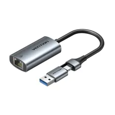 Vention CFQHB USB Type-C & USB Male to LAN Female Gray Converter #CFQHB