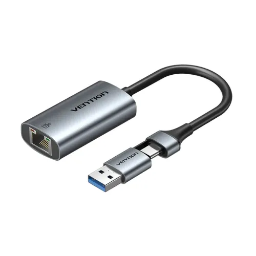 Vention CFQHB USB Type-C & USB Male to LAN Female Gray Converter #CFQHB