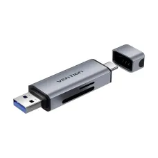 Vention CLLH0 USB Type-C & USB Male to SD/TF Gray Card Reader #CLLH0