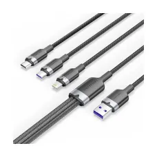 Vention CTRBG 3-in-1 USB Male to Type-C, Micro USB & Lightning Male, 1.5 Meter, Black Cable # CTRBG