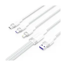 Vention CTRWG 3-in-1 USB Male to Type-C, Micro USB & Lightning Male, 1.5 Meter, White Cable # CTRWG
