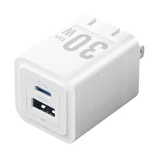 Vention FEQW0-US 30W GaN USB & USB-C White Charger / Charging Adapter #FEQW0-US (2 Pin, US)
