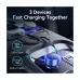 Vention FFOB0 30W Dual USB-C & Lightning Black Fast Car Charger #FFOB0