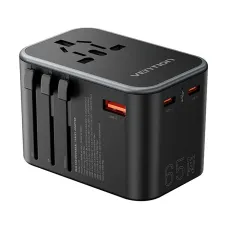 Vention FJDB0 65W GaN USB & Dual USB-C Black Universal Travel Charger / Charging Adapter # FJDB0 (US/UK/EU/AU)