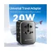 Vention FJEB0 20W Dual USB & USB-C Black Universal Travel Charger / Charging Adapter # FJEB0 (US/UK/EU/AU)