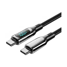 Vention TAYBAV USB 2.0 Type-C Male to Male, 1.2 Meter, Black Braided Charging & Data Cable With LED Display #TAYBAV
