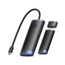 Vention TPVBB USB Type-C Male to Tri USB 3.0, HDMI, USB 3.2 Gen 1 Type-C & USB Type-C (PD) Female Black Converter With HDMI Receiver #TPVBB