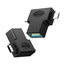 Vention CDIB0 USB Type-C & Micro USB Male to USB Female Black Converter #CDIB0