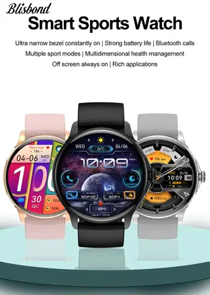 Blisbond Senor AMOLED Display Bluetooth Smart Watch - Black