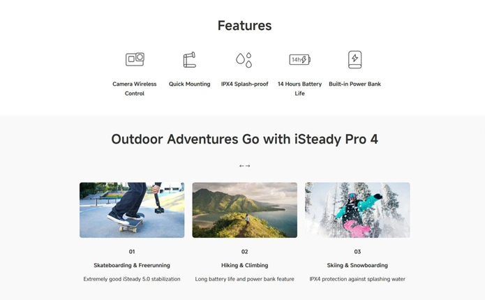 Hohem iSteady Pro4 3-Axis Gimbal Stabilizer For Action Camera