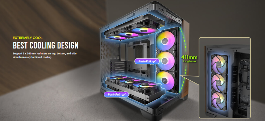 Antec C8 Curve Wood Elite Constellation Series With ARGB E-ATX Desktop Gaming Casing