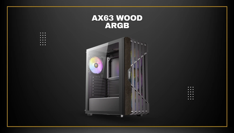 Antec AX63 Wood ARGB ATX Mid Tower Gaming Desktop Case Black